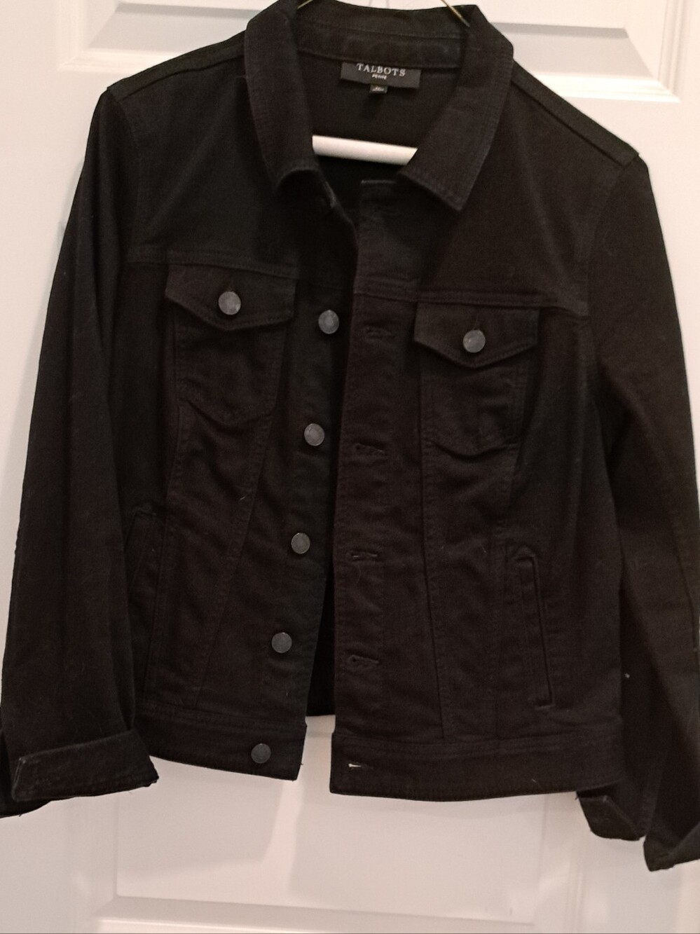Talbots Black Jean Jacket,size Medium PETITE